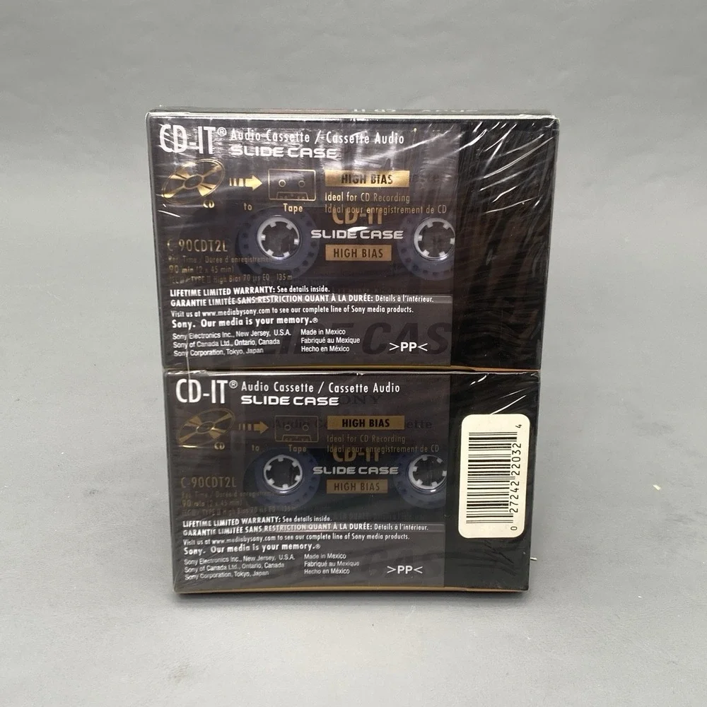 Sony CD-IT High Bias 90 min Slide Case Cassette Double Pack New sealed